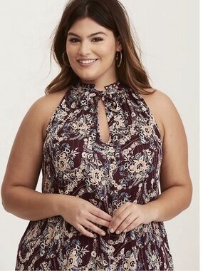 torrid Burgundy Floral Halter Tie-Neck Camisole
